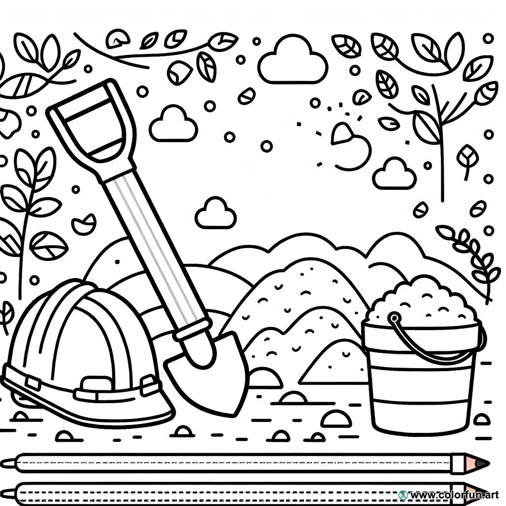 coloring page shovel