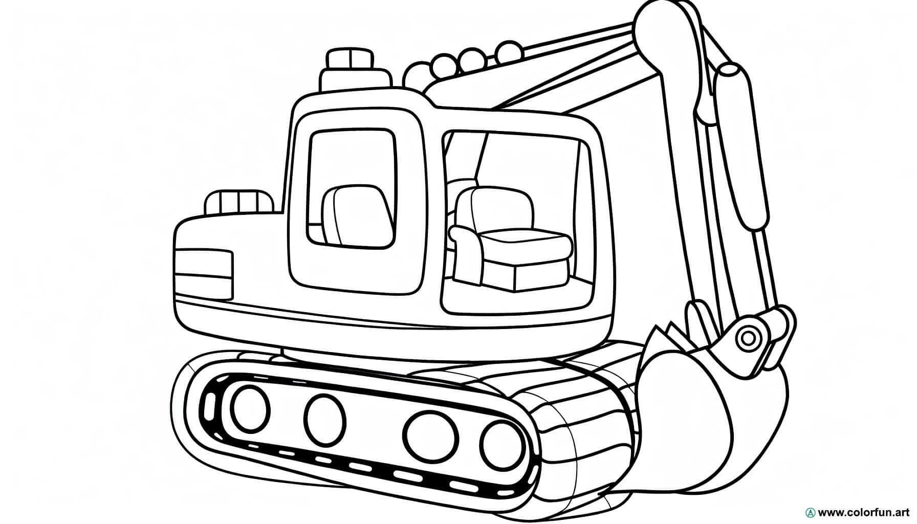 coloring page excavator vehicle
