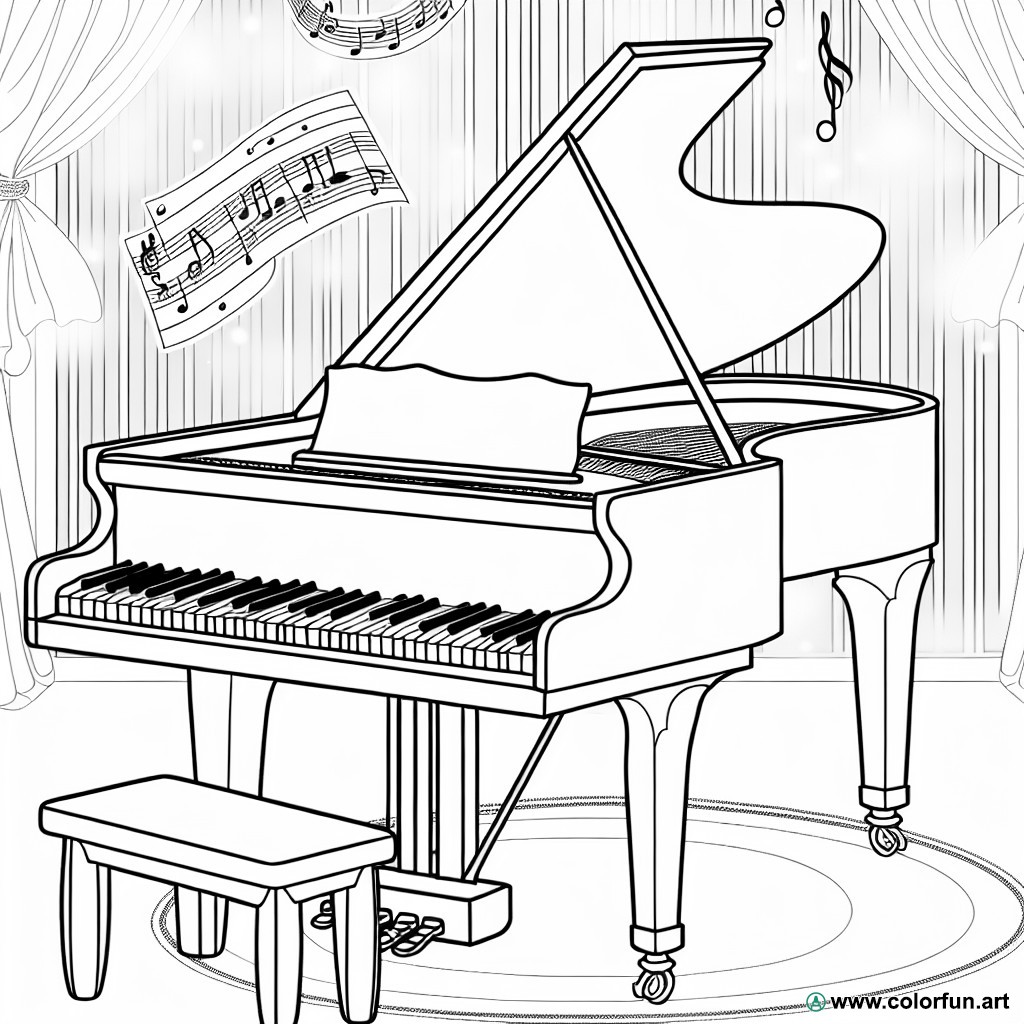 Coloring page piano for adults