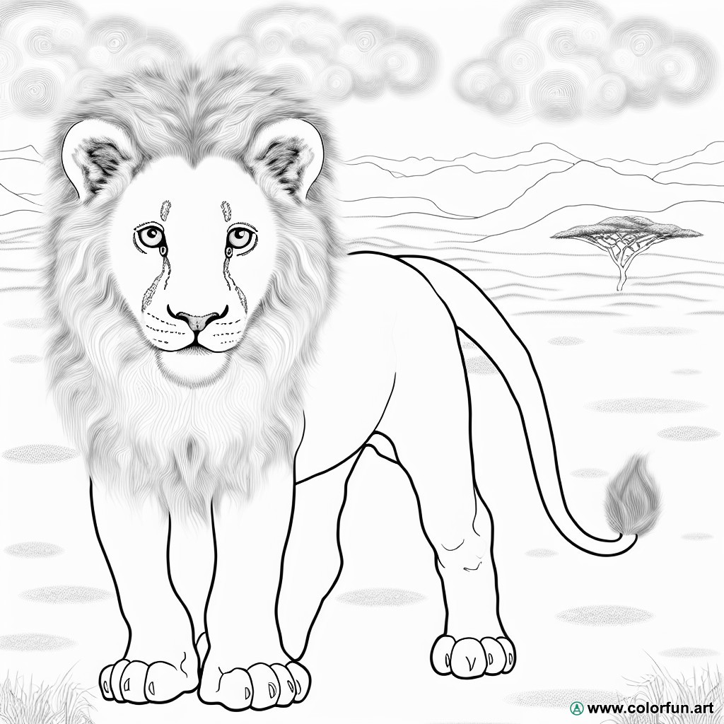 complex adult Simba coloring page