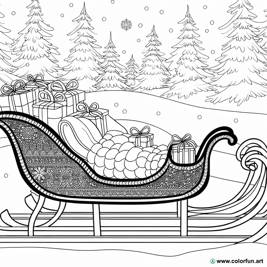 coloring page sleigh winter
