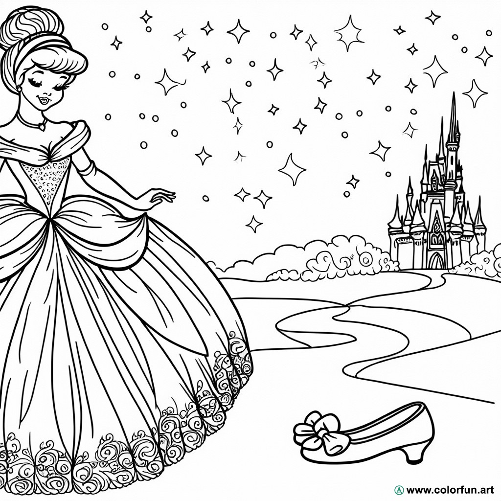 6 fairy Cinderella coloring pages