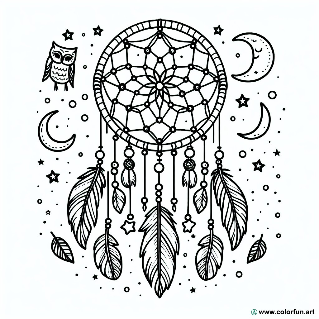 coloring page dream catcher easy