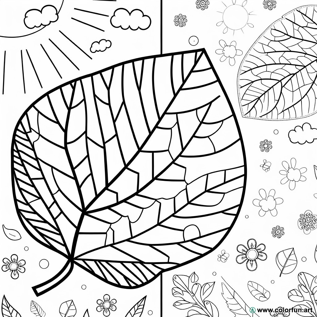 Coloring page tree leaf kindergarten
