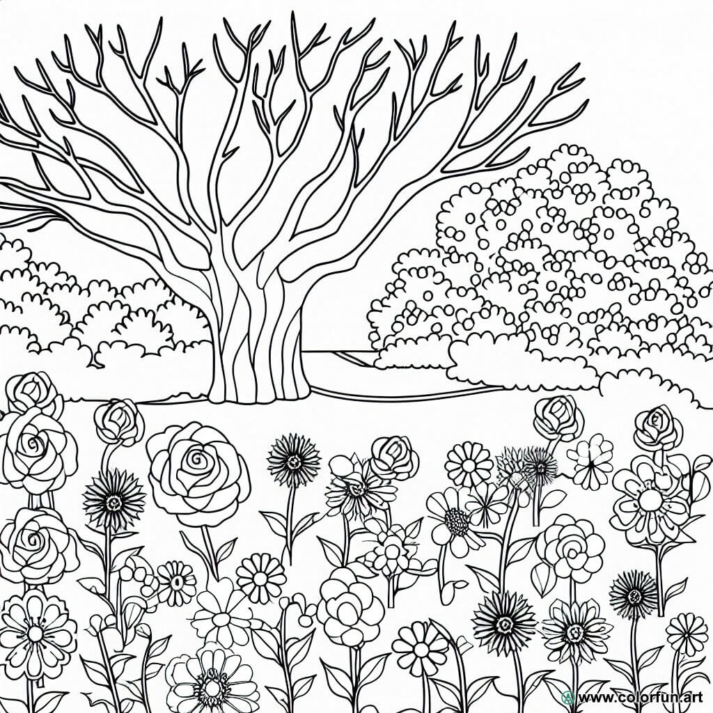 coloring page flowers garden