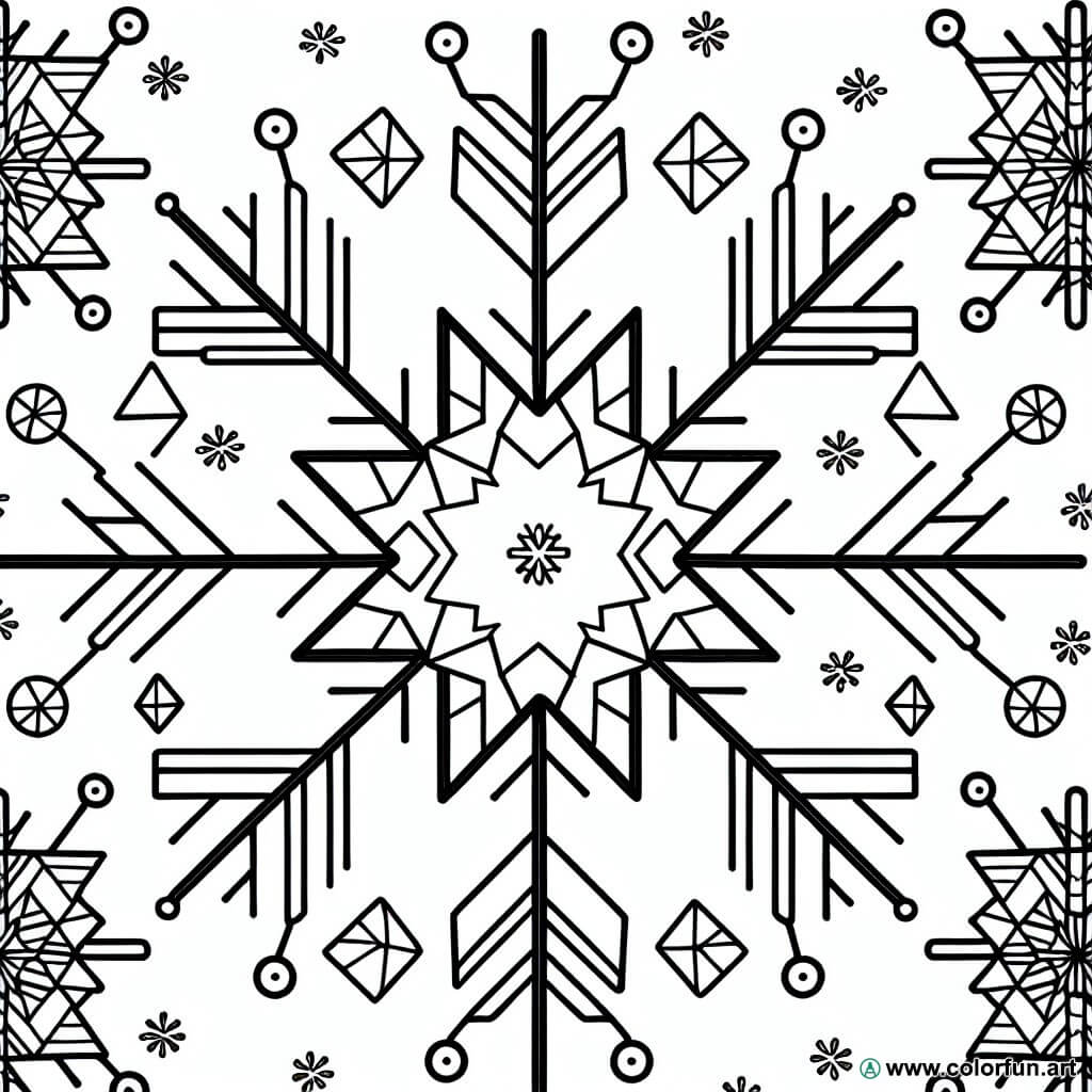 coloring page snowflake kindergarten