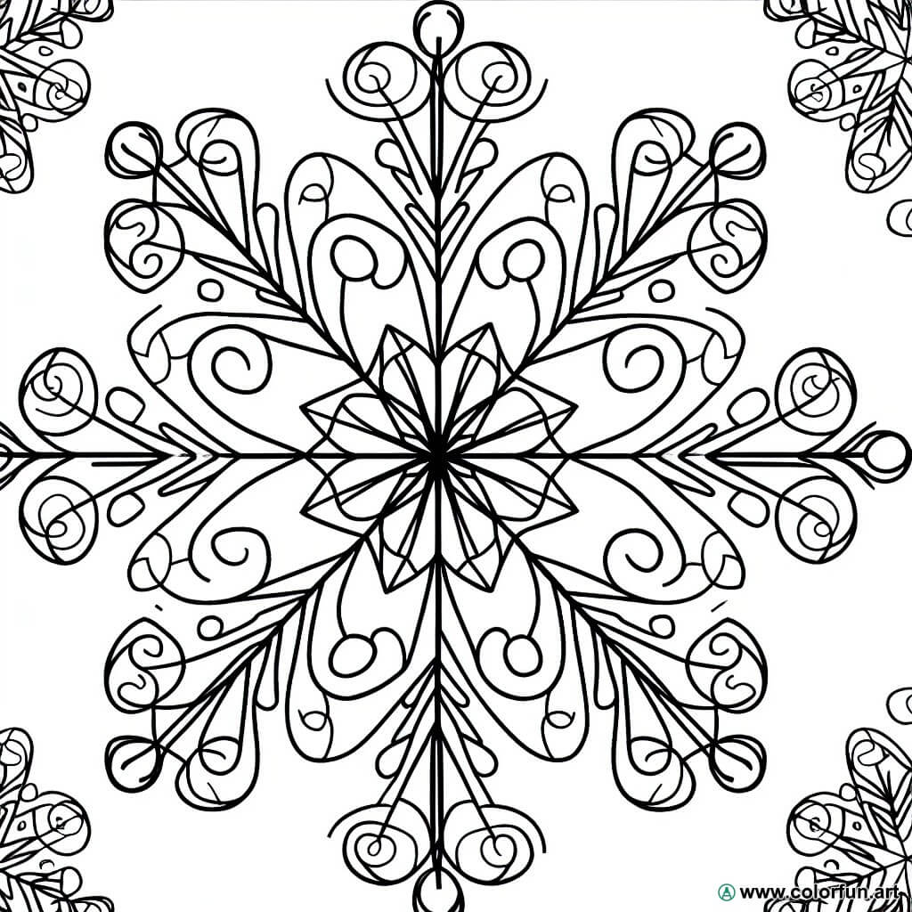 coloring page snowflake christmas