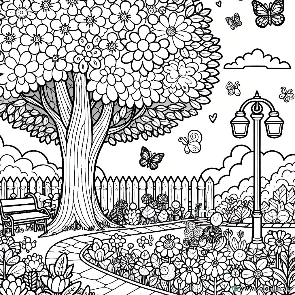 Coloring page flower garden