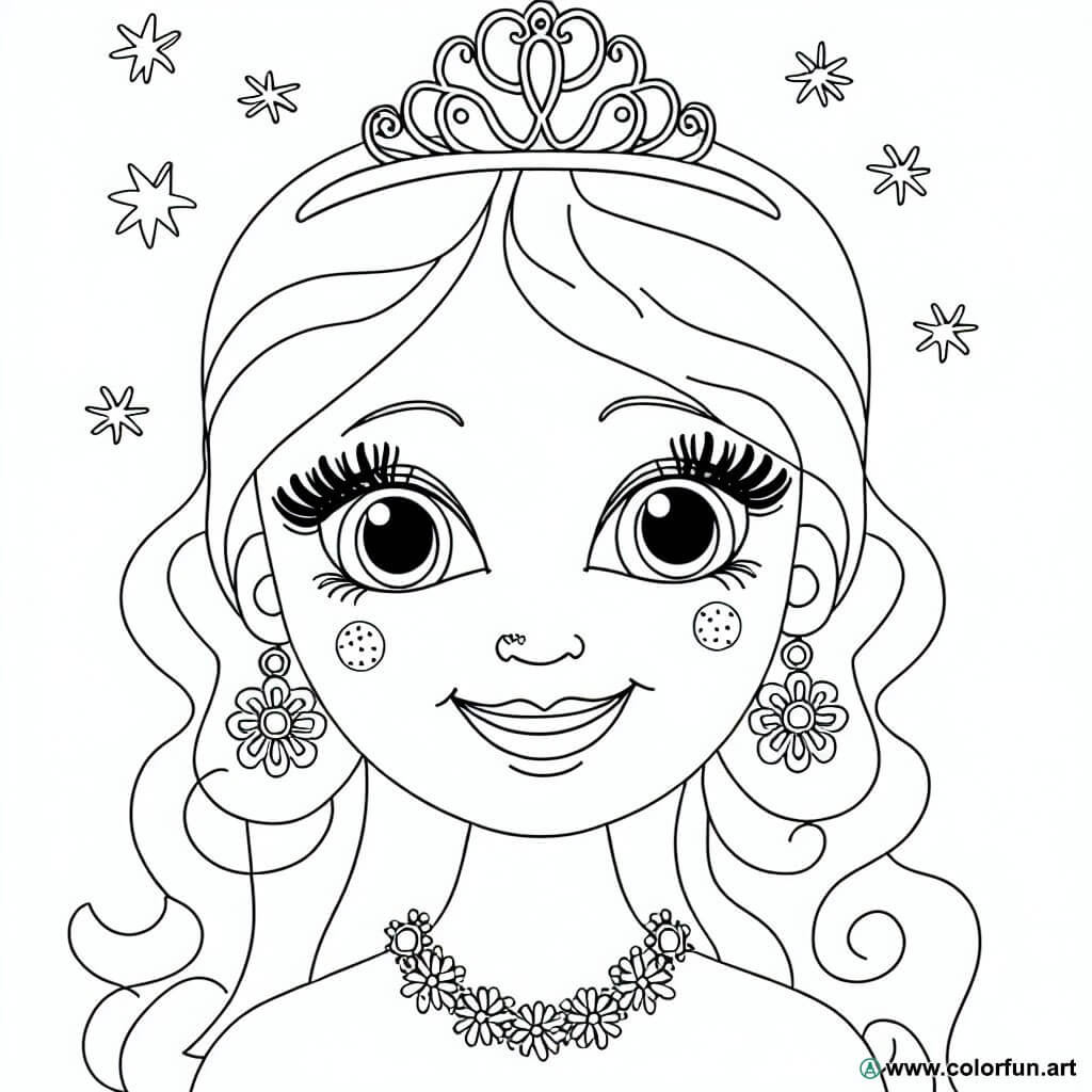 coloring page princess makeup