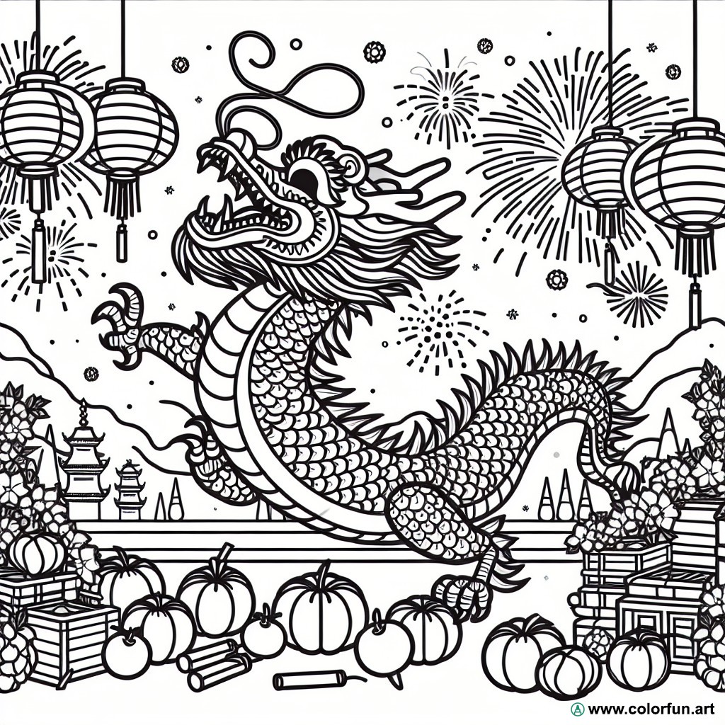 Chinese New Year 2024 coloring page