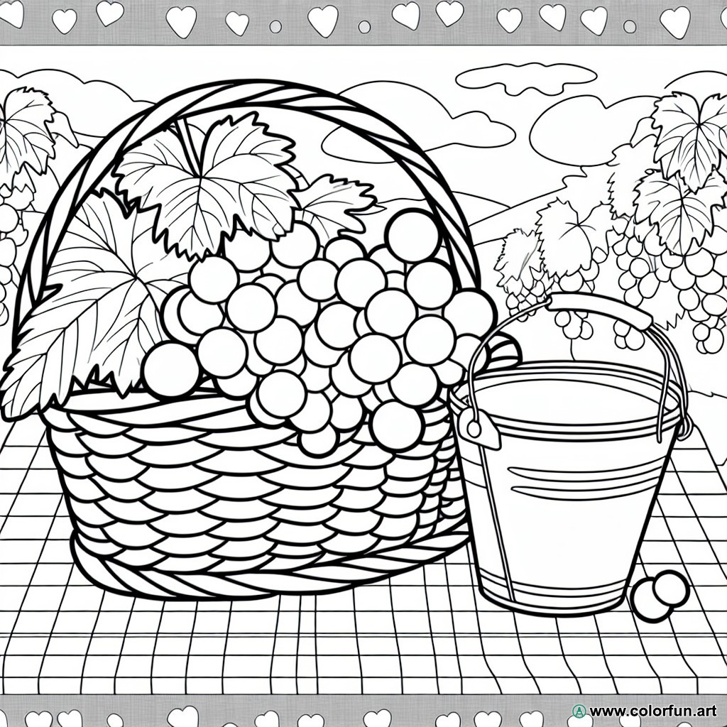 coloring page grape harvest