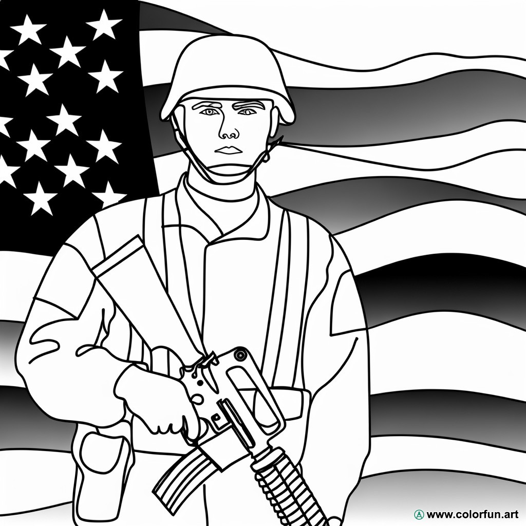 coloring page American soldier