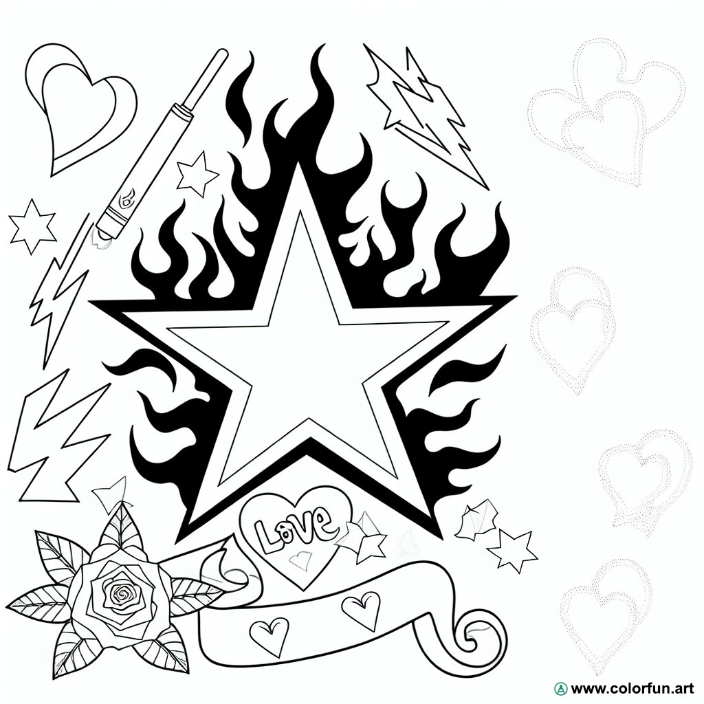 coloring page tattoo
