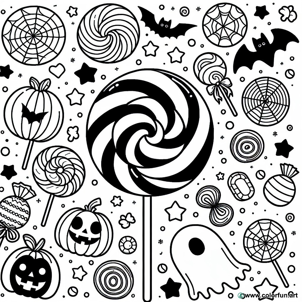 Halloween candy coloring page
