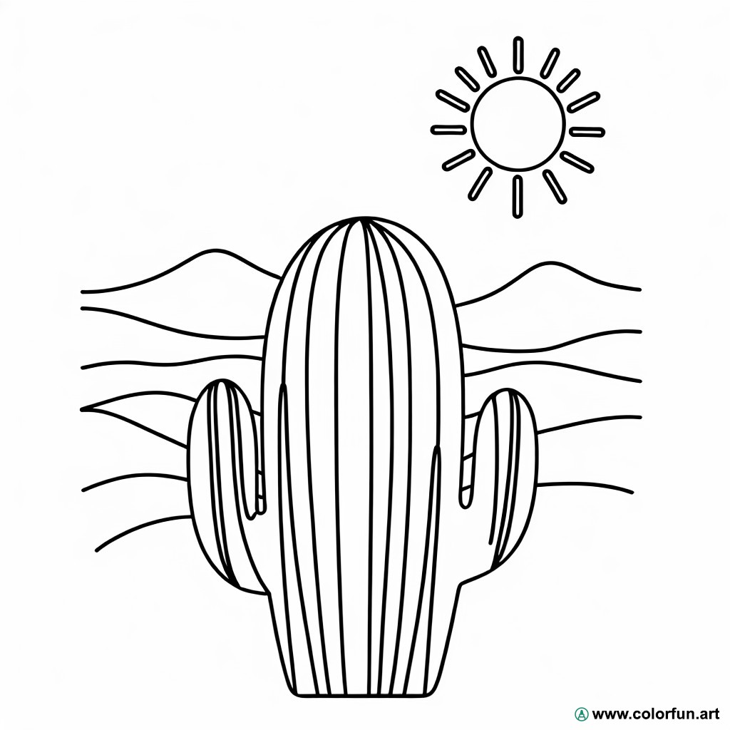coloring page desert cactus
