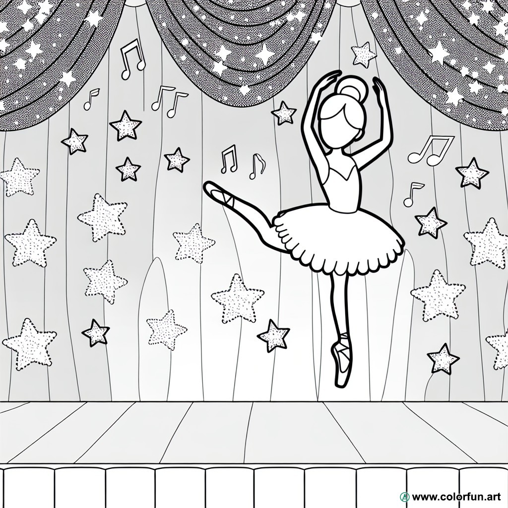 coloring page ballerina on pointe