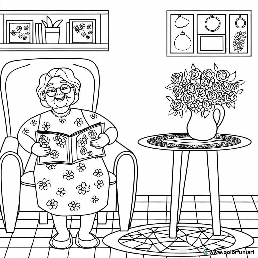 coloring page flowers grandmother's day
