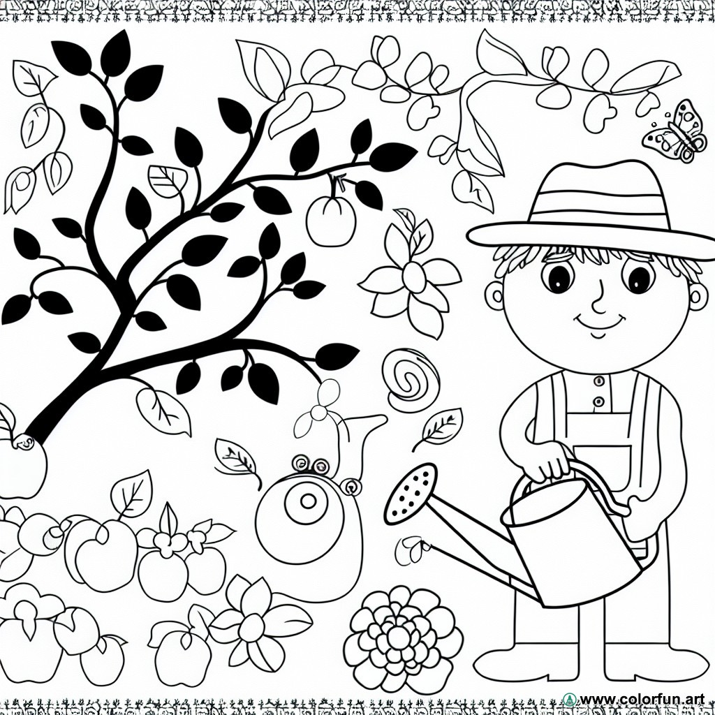 coloring page kindergarten garden