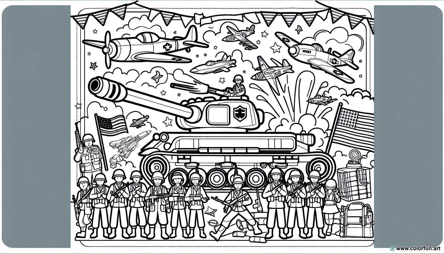 military war coloring page