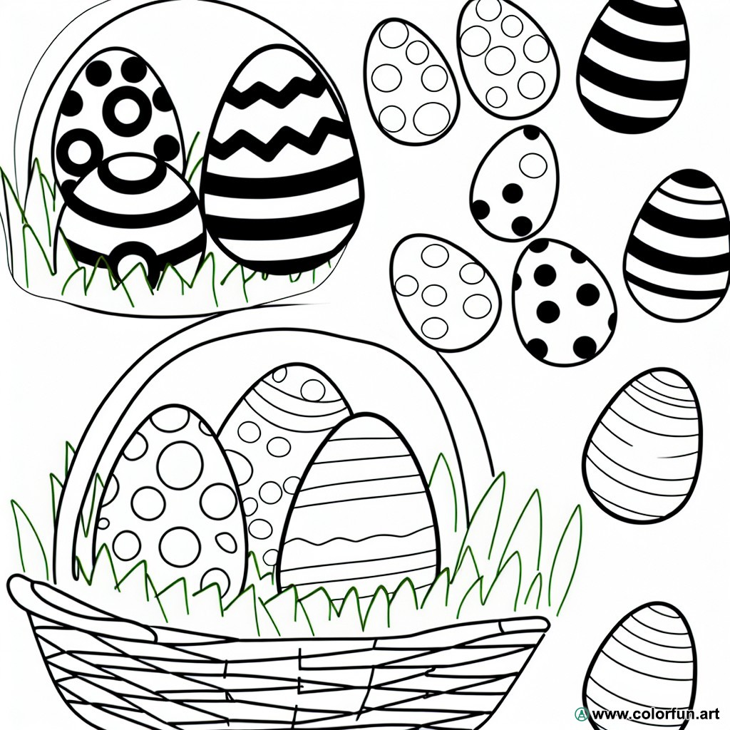 coloring page playful Easter eggs