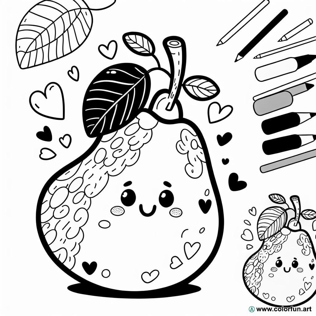 cute pear coloring page