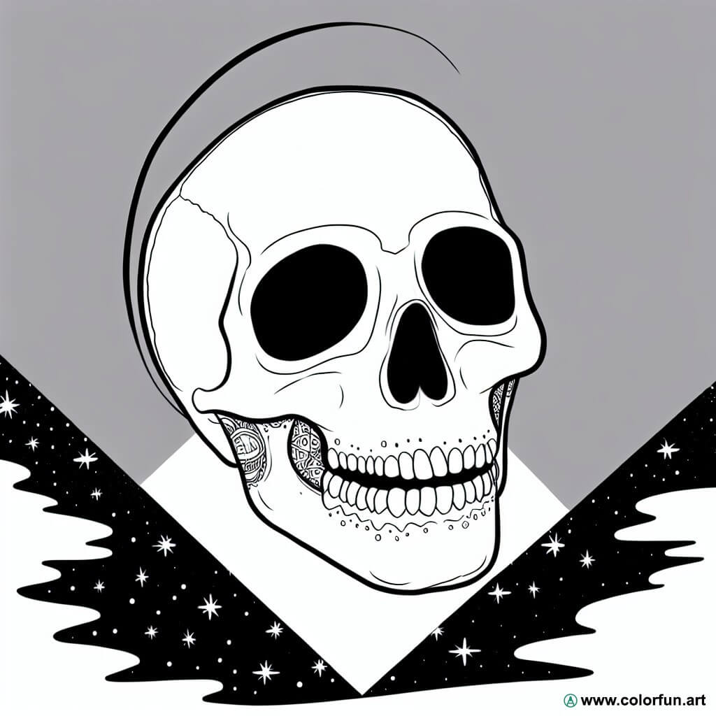 coloring page gothic skull
