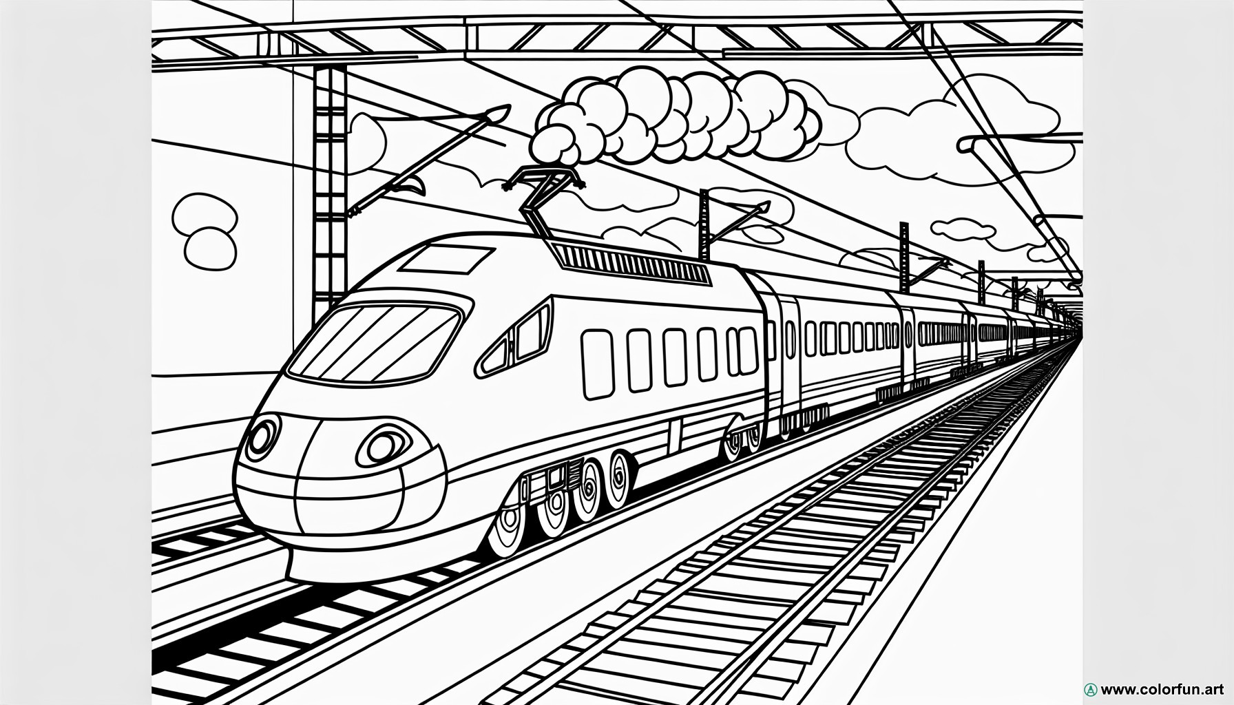 coloring page high-speed train