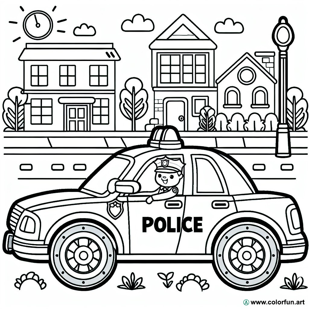 easy police car coloring page