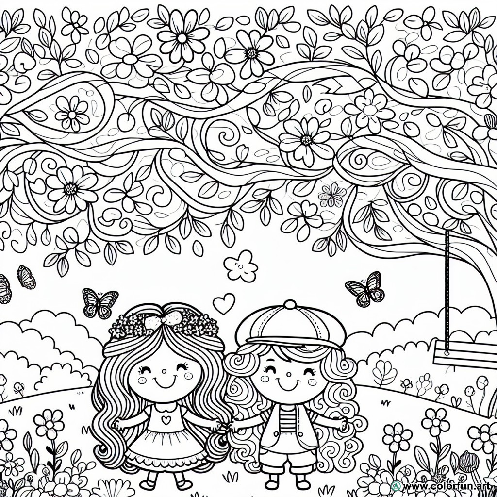 coloring page friends girl