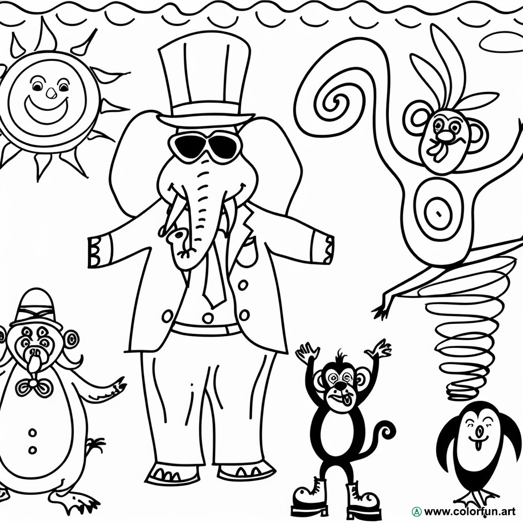 coloring page funny animals