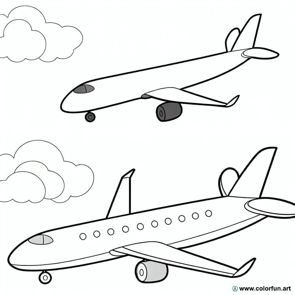 coloring page easy airplane