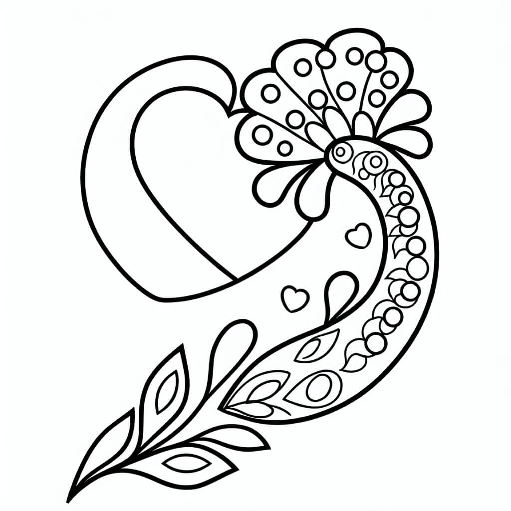 coloring page romantic heart