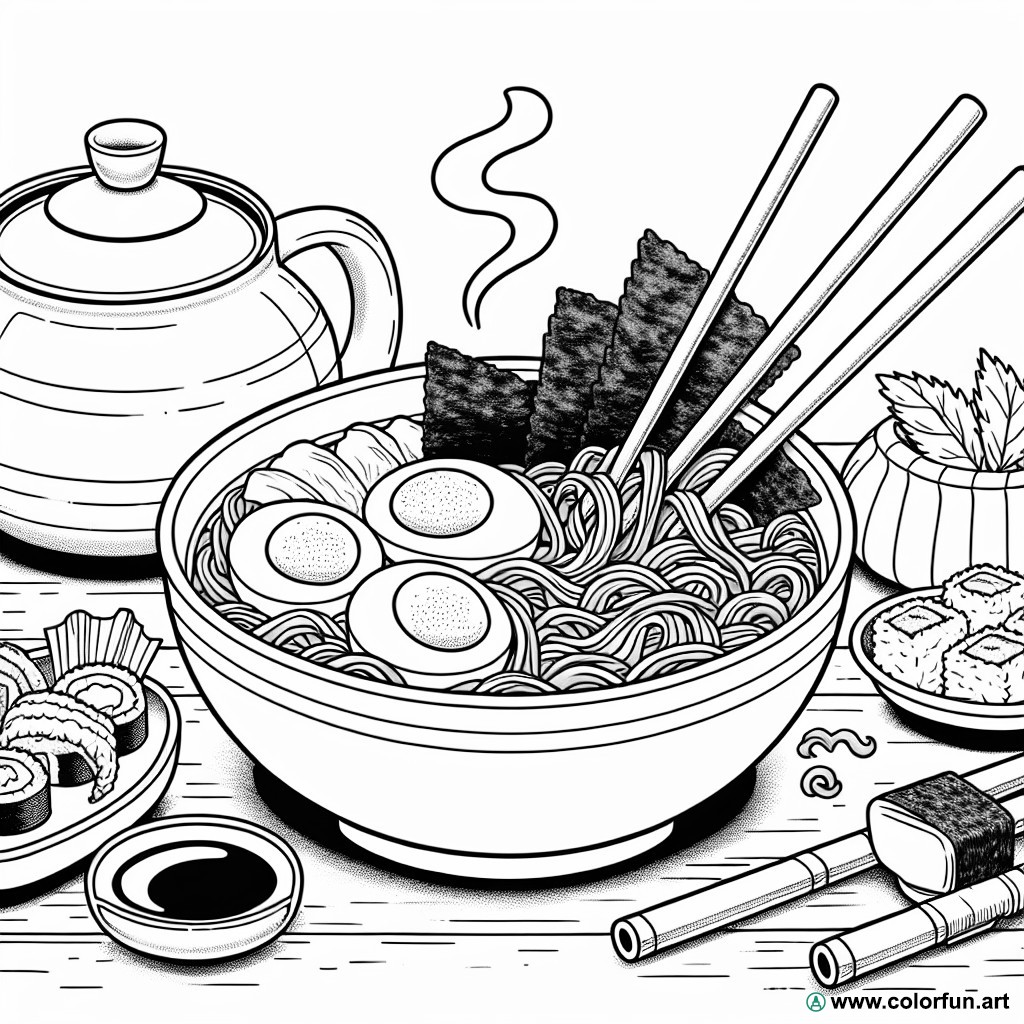 Japanese cuisine coloring page
