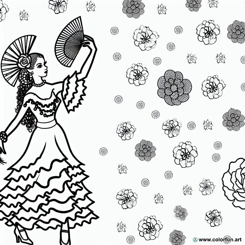 Spanish dancer coloring page