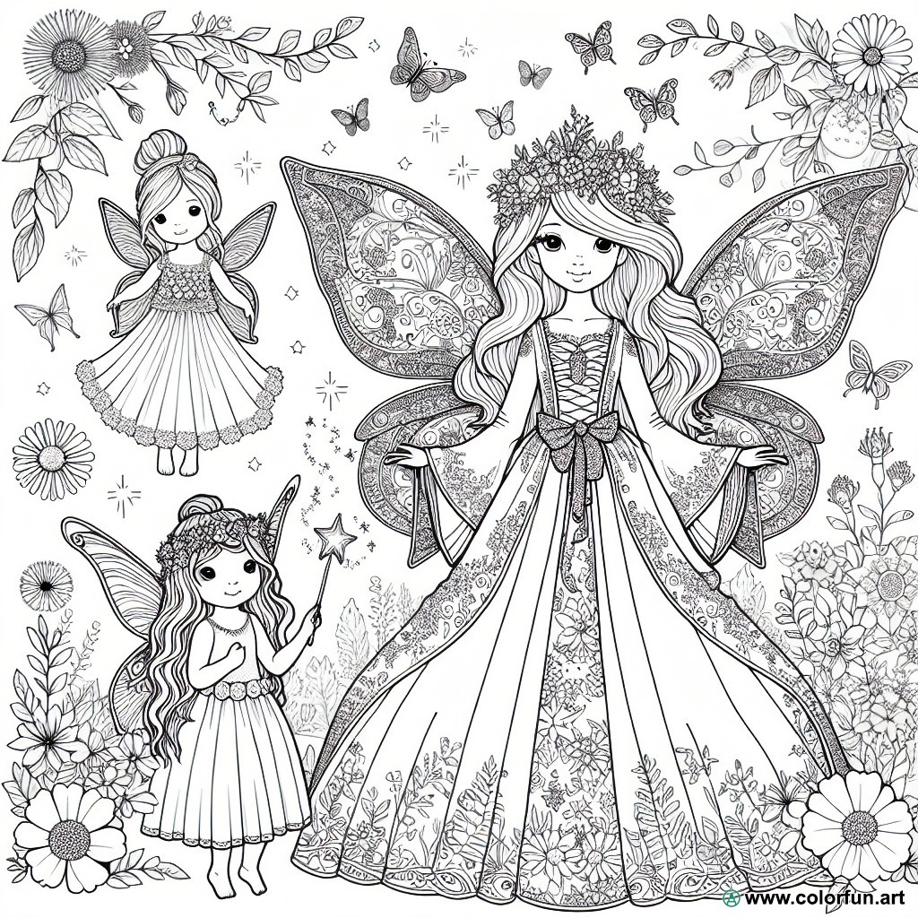 Coloring page fairy tinkerbell and her friends