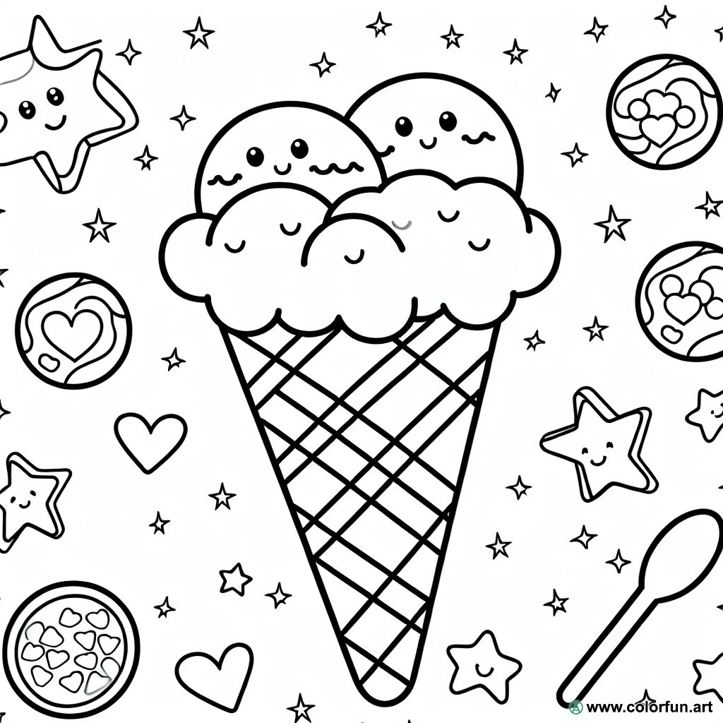 coloring page cute food