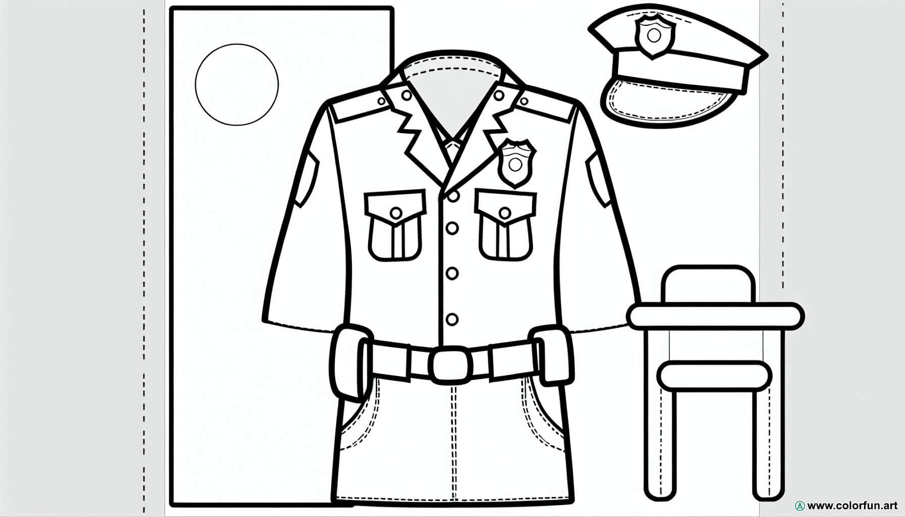 coloring page police uniform