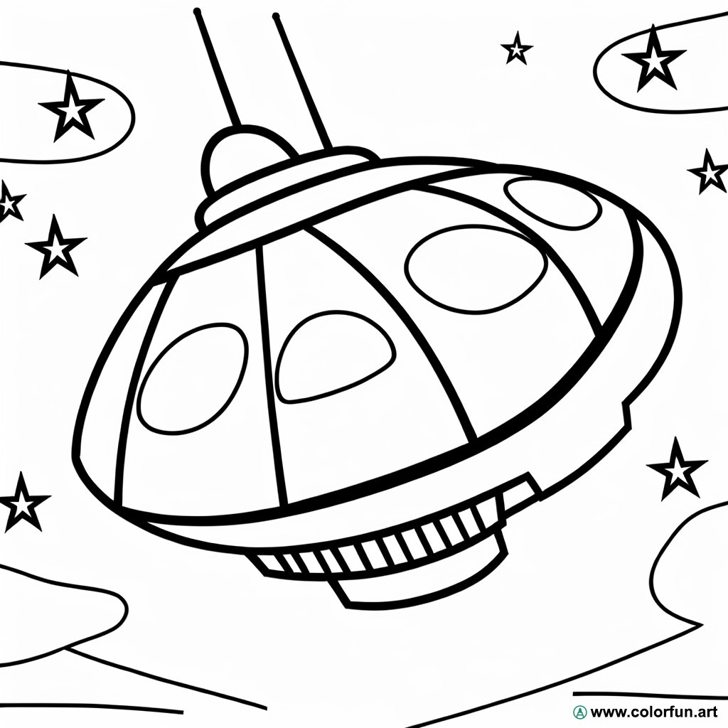 Easy spaceship coloring page