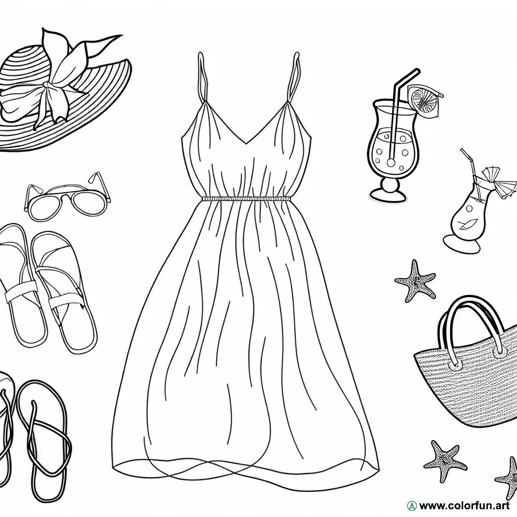 coloring page summer clothes