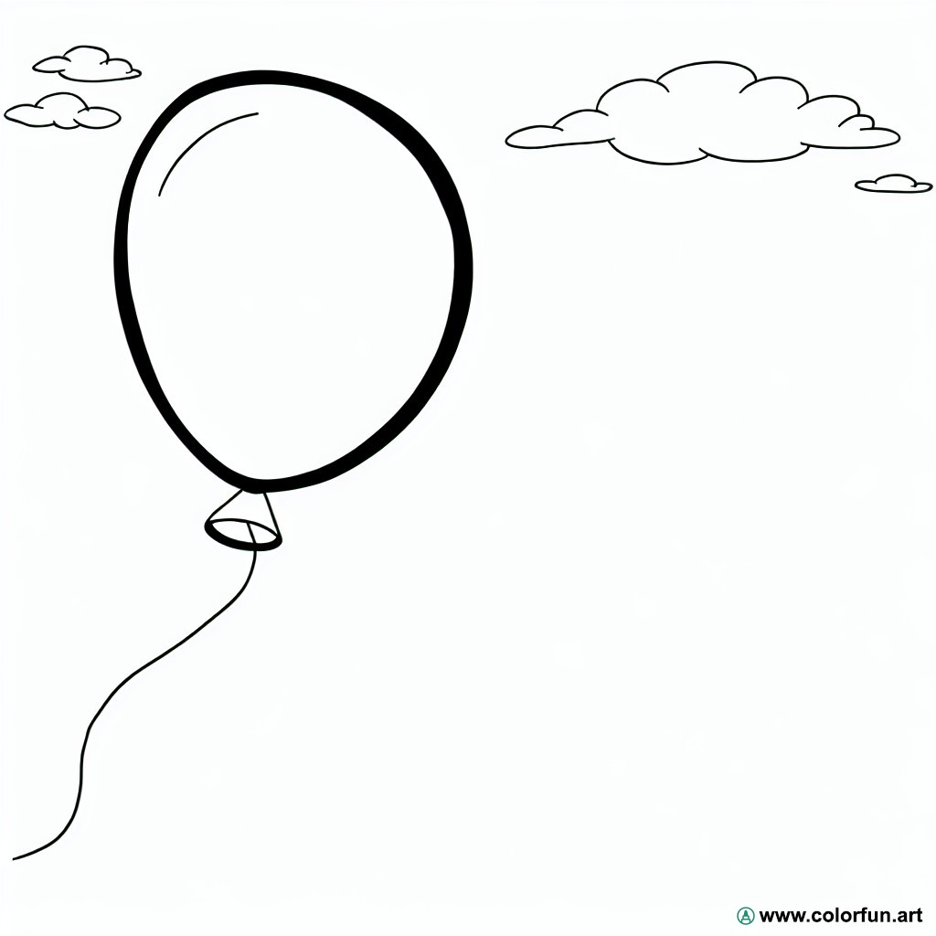 coloring page flying balloon