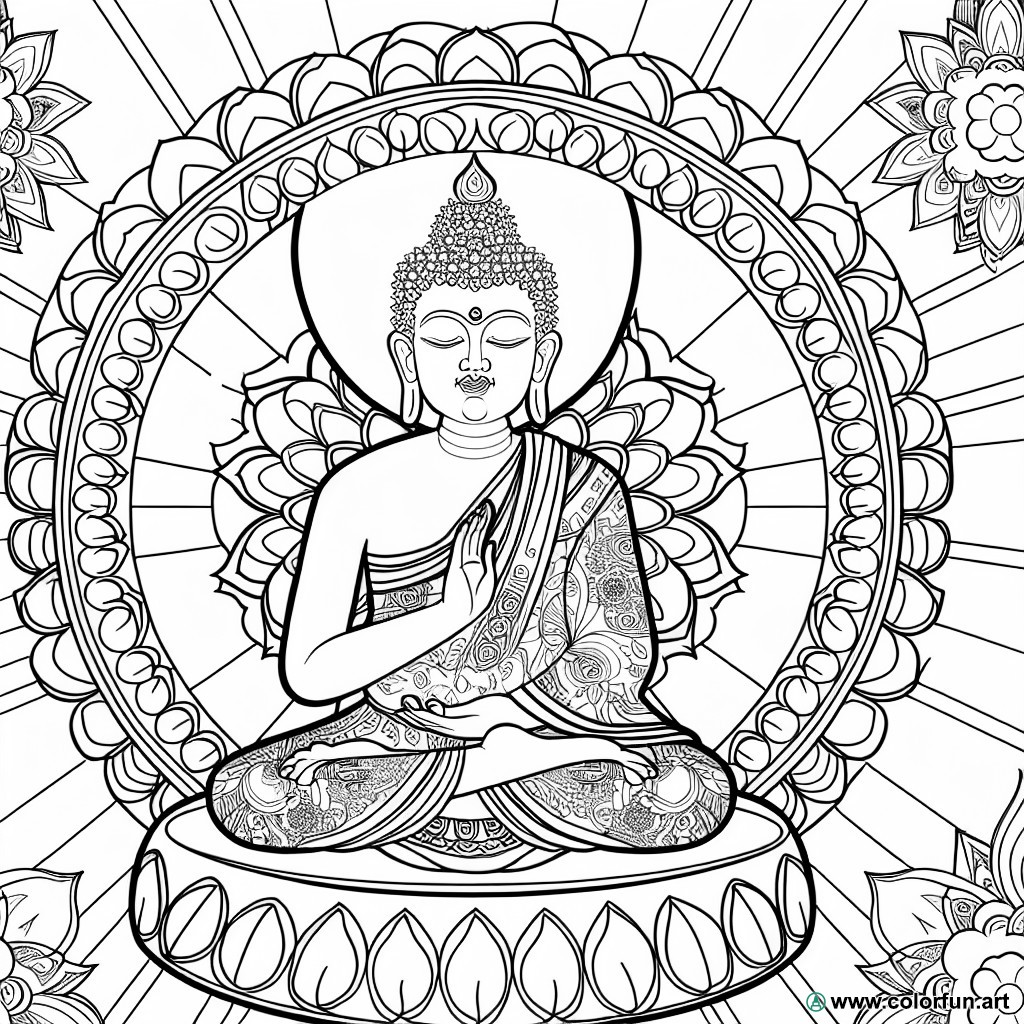 coloring page Buddha mandala