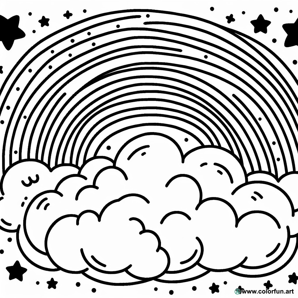 rainbow cloud coloring page