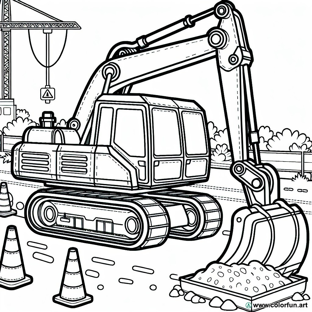 coloring page excavator