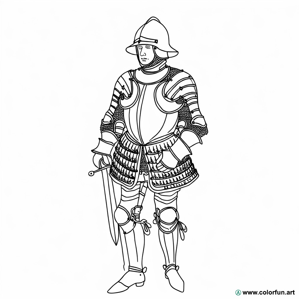 coloring page soldier armor