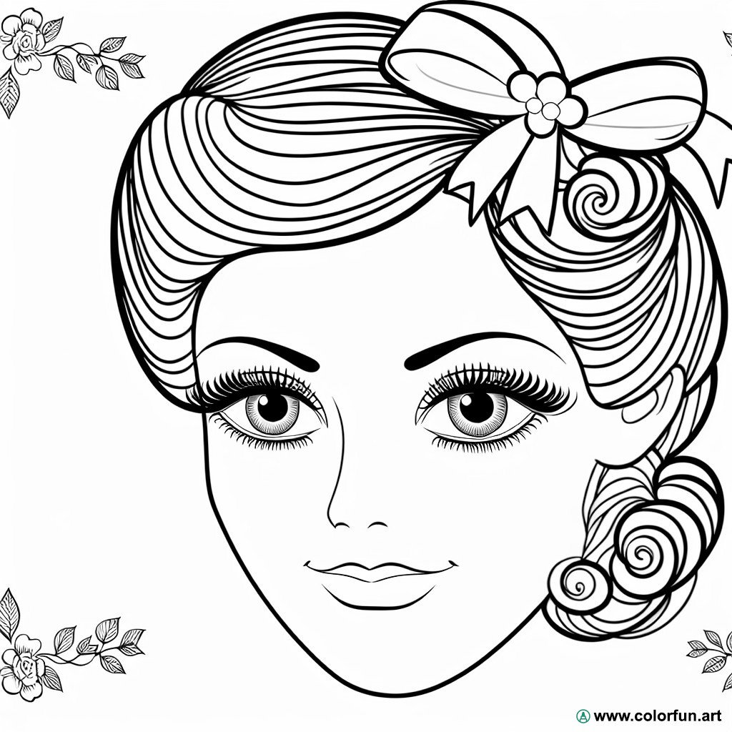Vintage woman face coloring page