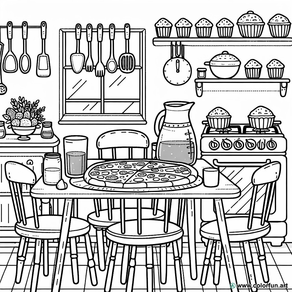 Coloring page kitchen child