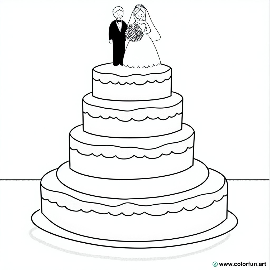 coloring page wedding cake
