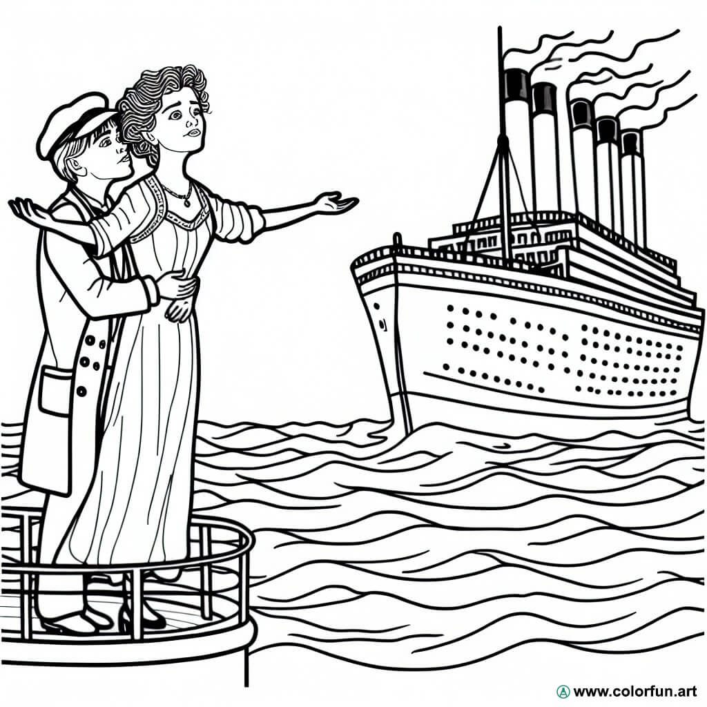 coloring page titanic rose and jack