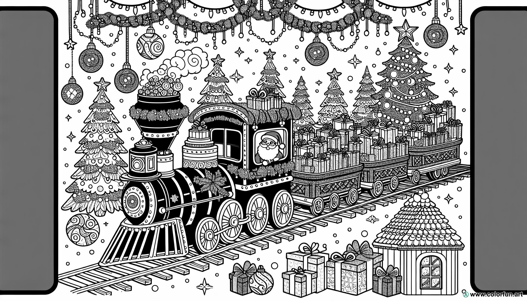 Christmas train coloring page