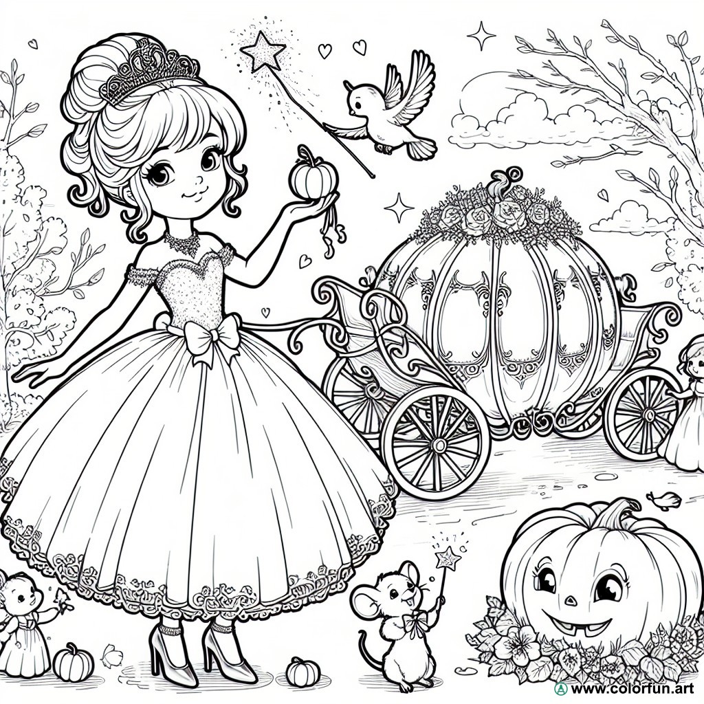 easy Cinderella coloring page
